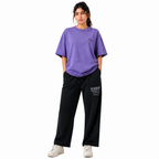 Ribbed Wide Leg Joggers - Black