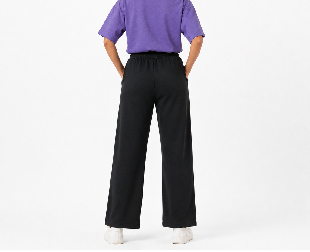 RIBBED WIDE LEGS JOGGER PANTS