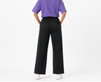 Ribbed Wide Leg Joggers - Black