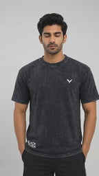 Blacked Stone Wash Men Oversized T-Shirt